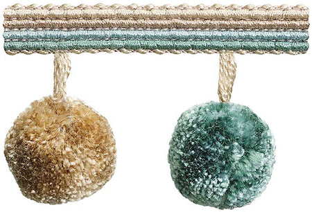 Hallis Jazz Pom Pom Tassel Trimming Aqua Linen