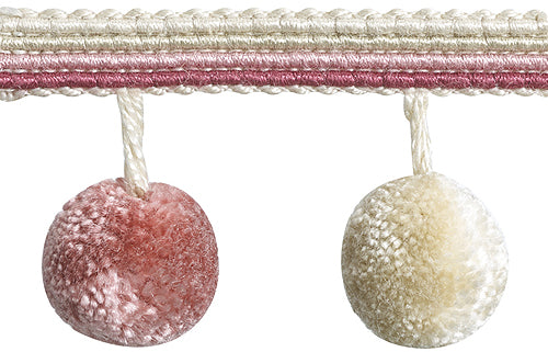 Hallis Jazz Pom Pom Tassel Trimming Pink Cream