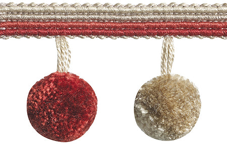 Hallis Jazz Pom Pom Tassel Trimming Red Linen