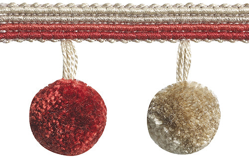 Hallis Jazz Pom Pom Tassel Trimming Red Linen