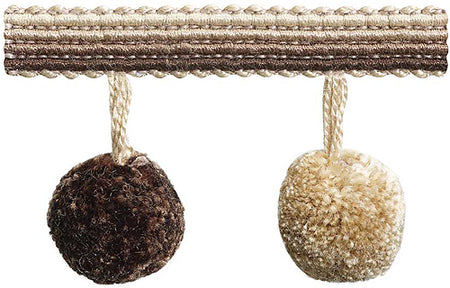 Hallis Jazz Pom Pom Tassel Trimming Brown Linen