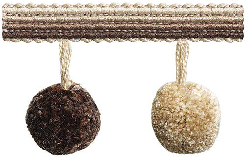 Hallis Jazz Pom Pom Tassel Trimming Brown Linen