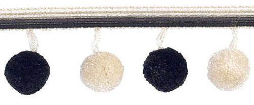 Hallis Jazz Pom Pom Tassel Trimming Black Cream