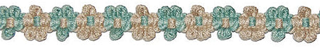 Hallis Jazz Applique Braid Trimming Aqua Linen