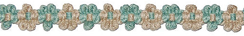 Hallis Jazz Applique Braid Trimming Aqua Linen