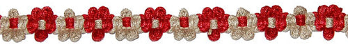 Hallis Jazz Applique Braid Trimming Red Linen