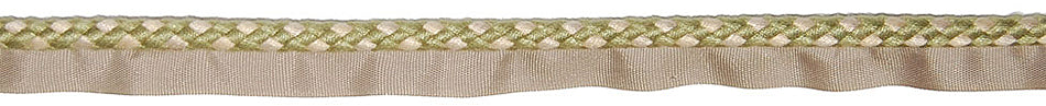 Hallis Jazz Plaited Flanged Cord Trimming Green Linen