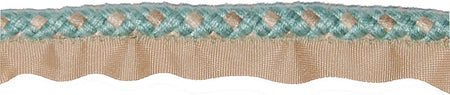 Hallis Jazz Plaited Flanged Cord Trimming Aqua Linen