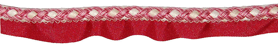 Hallis Jazz Plaited Flanged Cord Trimming Pink Cream