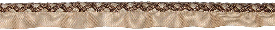 Hallis Jazz Plaited Flanged Cord Trimming Brown Linen