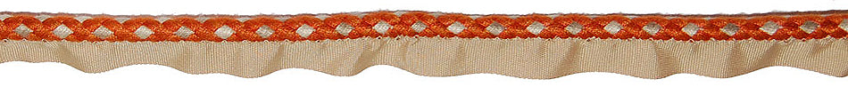 Hallis Jazz Plaited Flanged Cord Trimming Orange Linen
