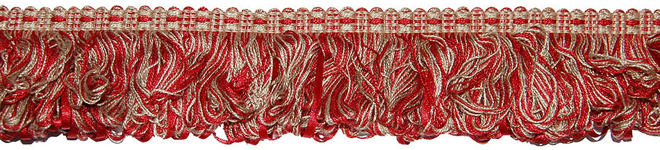 Hallis Jazz Ribbon Fringe Trimming Red Linen
