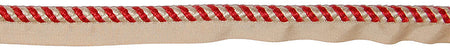 Hallis Jazz Spiral Flanged Cord Trimming Red Linen