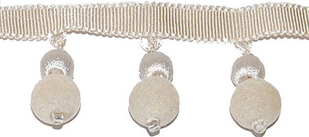 Hallis Opus Suede Ball Tassel Trimming, Pearl