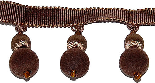 Hallis Opus Suede Ball Tassel Trimming, Chocolate
