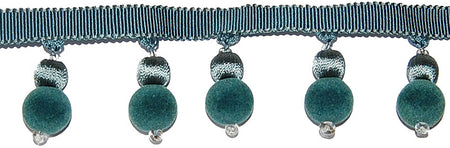 Hallis Opus Suede Ball Tassel Trimming, Peacock