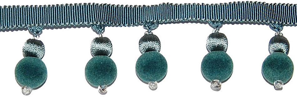 Hallis Opus Suede Ball Tassel Trimming, Peacock