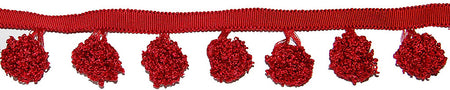 Hallis Opus Pom Pom Tassel Trimming, Brick Red