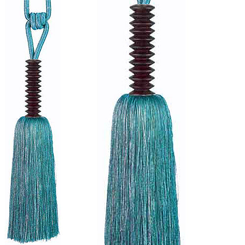 Hallis Rotini Rope Curtain Tieback, Wood, Turquoise