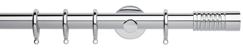 Neo 35mm Metal Curtain Pole, Chrome, Wired Barrel Finial