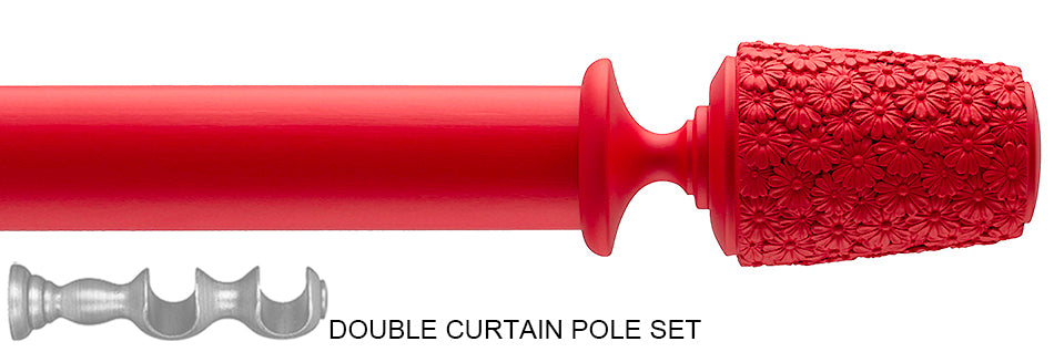 Byron Floral Neon 35mm Double Pole Red Daisy