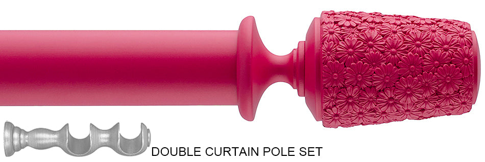 Byron Floral Neon 35mm Double Pole Raspberry Daisy