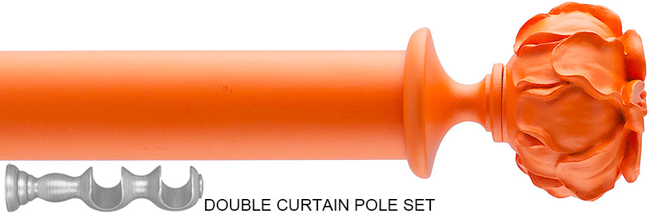 Byron Floral Neon Double Curtain Pole, Orange Peony