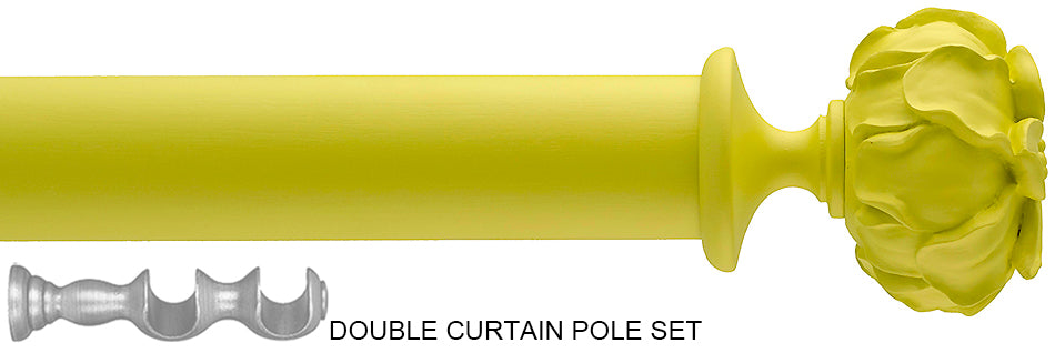 Byron Floral Neon Double Curtain Pole, Lime Green Peony
