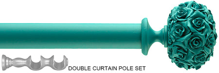 Byron Floral Neon 35mm 55mm Double Pole Turquoise Posy