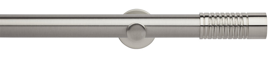 Neo 35mm Eyelet Curtain Pole, Stainless Steel, Wired Barrel Finial