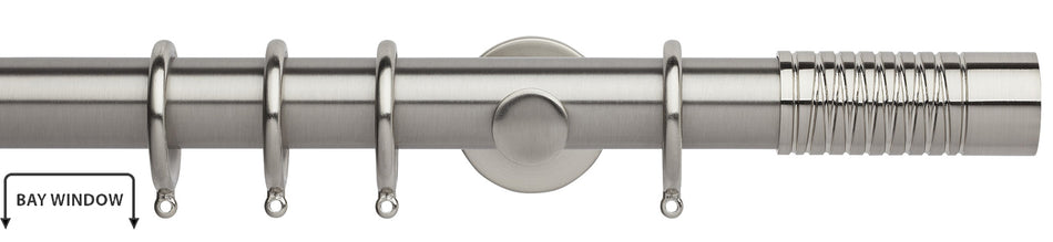 Neo 35mm Bay Window Pole, Stainless Steel, Wired Barrel