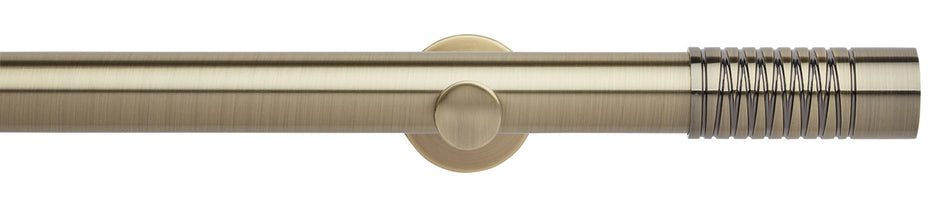 Neo 35mm Eyelet Curtain Pole, Spun Brass, Wired Barrel Finial