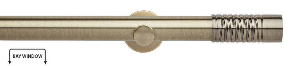 Neo 35mm Eyelet Bay Window Pole, Spun Brass, Wired Barrel