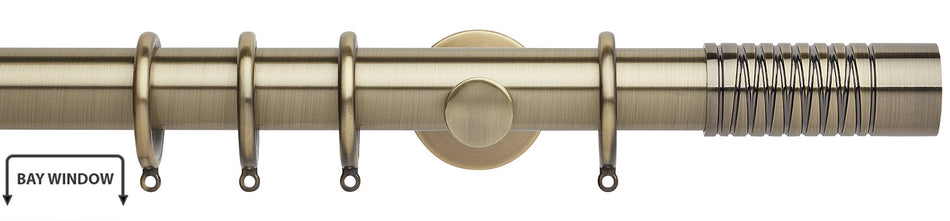 Neo 35mm Bay Window Pole, Spun Brass, Wired Barrel