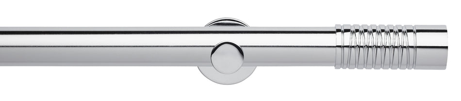Neo 35mm Eyelet Curtain Pole, Chrome, Wired Barrel Finial