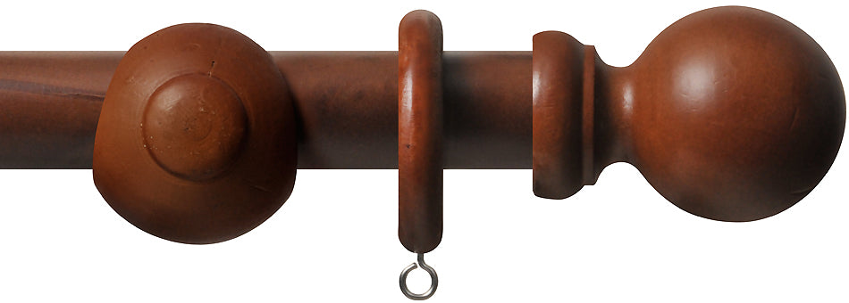 Renaissance Standard 28mm Wooden Curtain Pole, Ball, Walnut 
