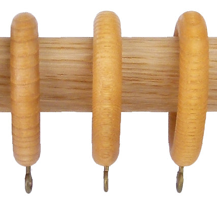 Elementi Zen 28mm Oak Curtain Pole Rings, Natural Oil
