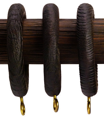 Elementi Zen 28mm Oak Curtain Pole Rings, Dark Oil