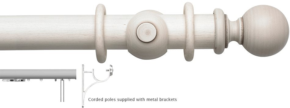 Modern Country 45mm, 55mm Corded Pole, Brushed Ivory, Ball