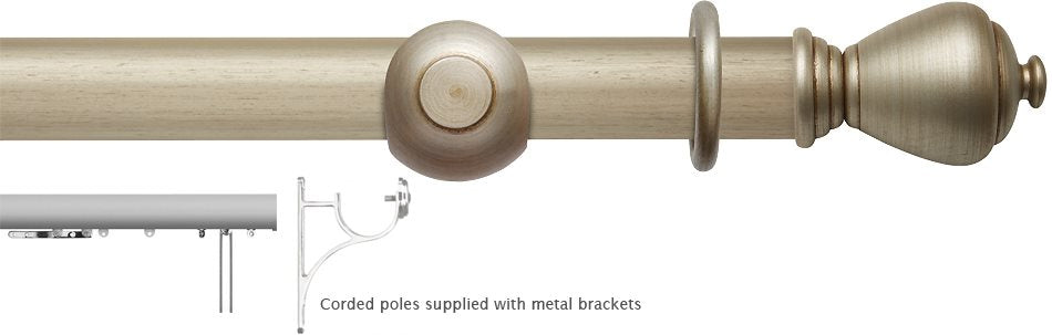 Modern Country 45mm, 55mm Corded Pole, Satin Silver, Sugar Pot