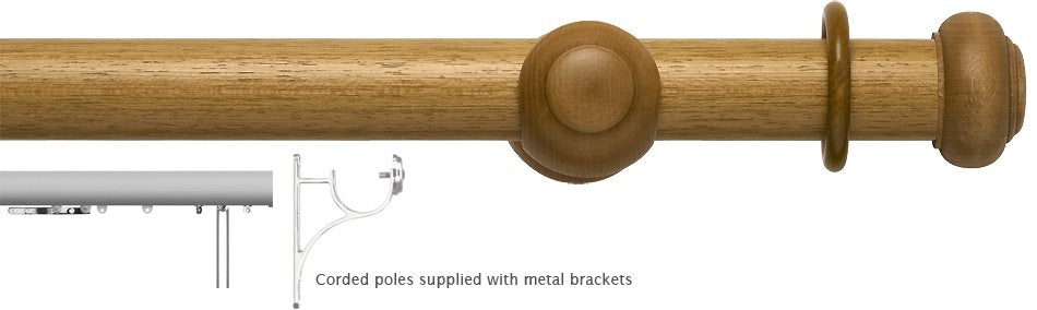 Modern Country 45mm, 55mm Corded Pole, Light Oak, Button