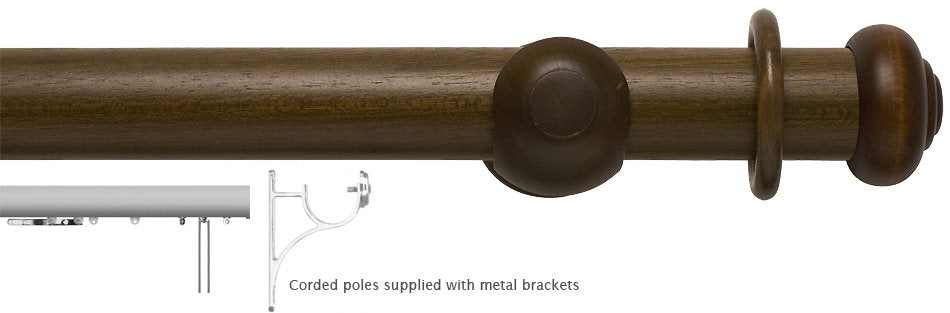 Modern Country 45mm, 55mm Corded Pole, Dark Oak, Button