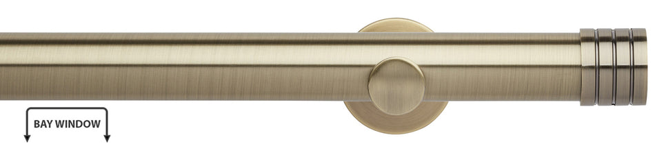 Neo 35mm Eyelet Bay Window Pole, Spun Brass, Stud