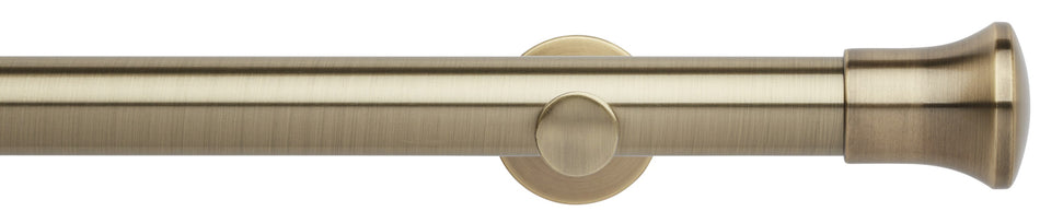 Neo 35mm Eyelet Curtain Pole, Spun Brass, Trumpet Finial