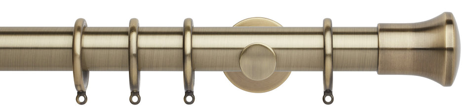 Neo 35mm Curtain Pole, Spun Brass, Trumpet Finial