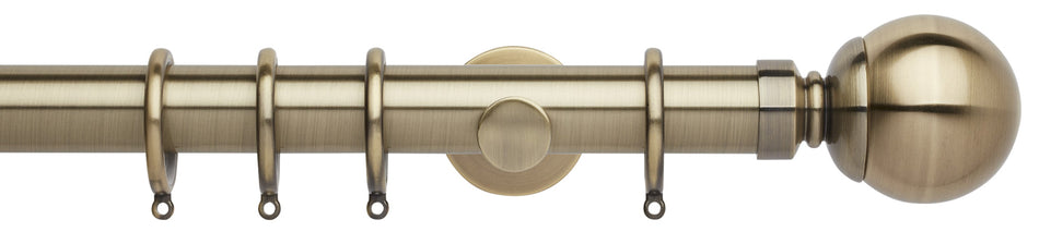 Neo 35mm Curtain Pole, Spun Brass, Ball Finial