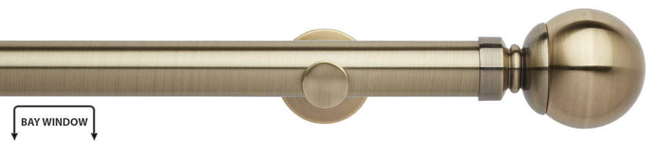 Neo 35mm Eyelet Bay Window Pole, Spun Brass, Ball
