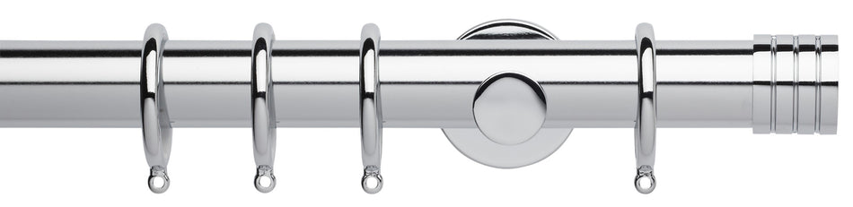 Neo 35mm Curtain Pole, Chrome, Stud Finial