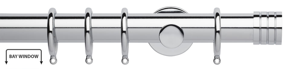 Neo 35mm Bay Window Pole, Chrome, Stud