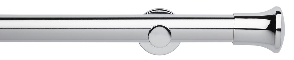 Neo 35mm Eyelet Curtain Pole, Chrome, Trumpet Finial
